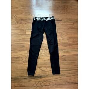 Gymshark Black with White Low Rise Full Length Leggings Size Small